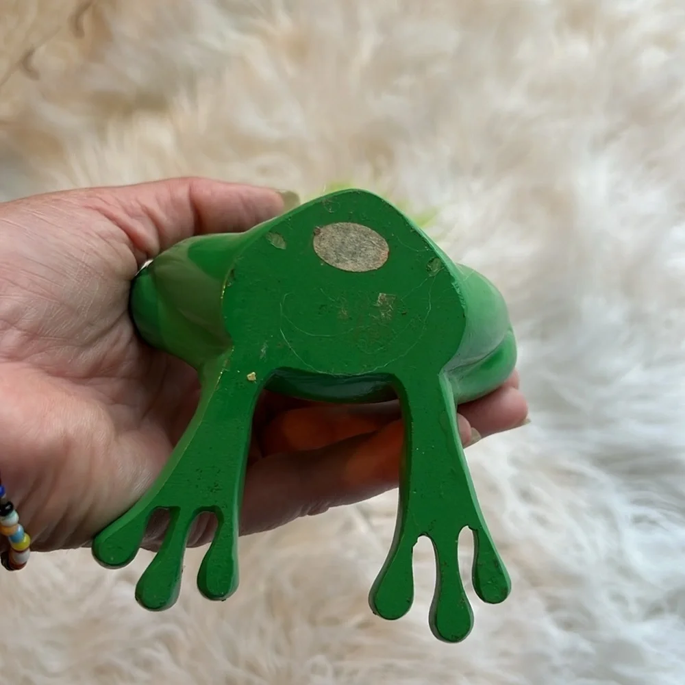 Adorable Fuzzy Haired Frog Photo Sign Holder